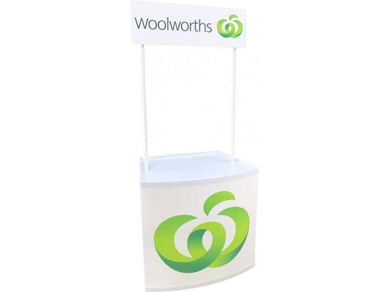 Demonstration tables, promotion stands and counters