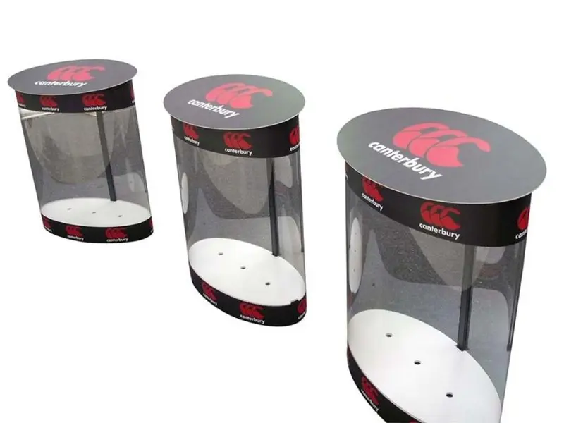 See-through oval display bins
