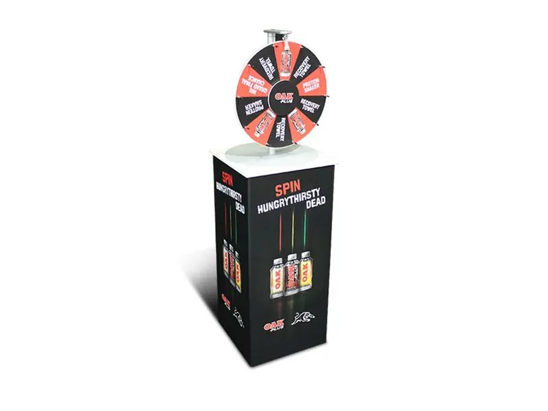 Standard prize wheel design with 10 segments and permanent graphics