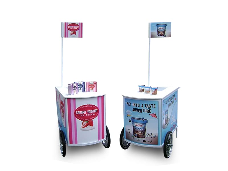 Outdoor carts use larger wheels for easy movement - Displays2Go