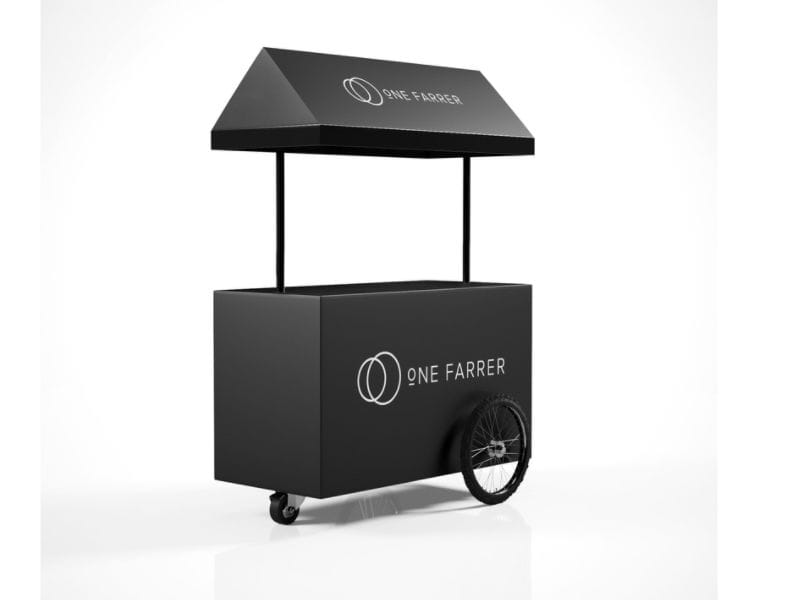 Canopies and decorative wheels on sampling cart - Displays2Go