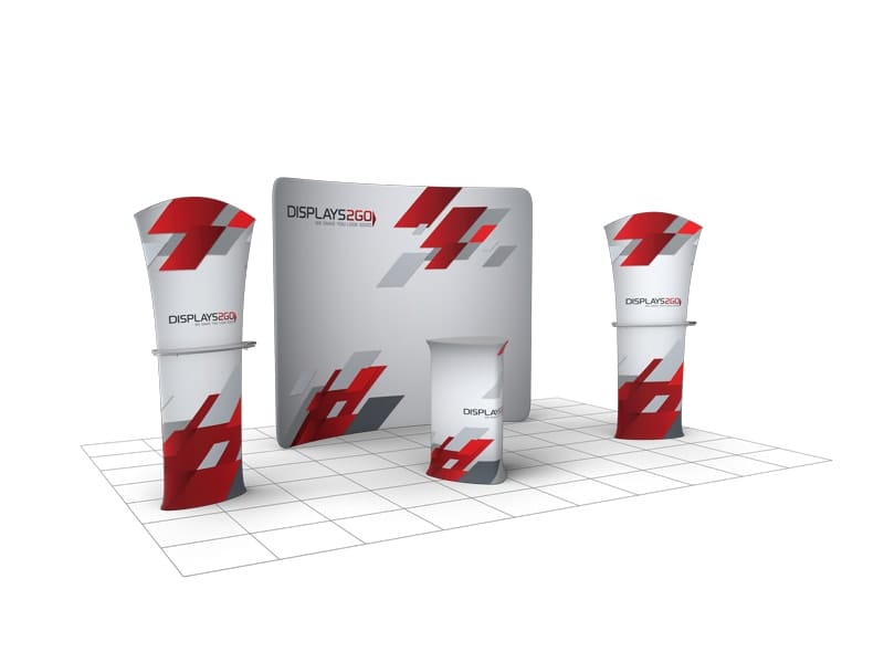 Exhibition Kit 9 package with SuperWall, Icon Stand and triangular counter - Displays2Go