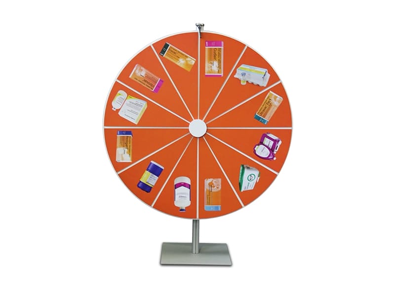 Prize wheel 1.5m high with customised 1200mm diameter wheel - Displays2Go