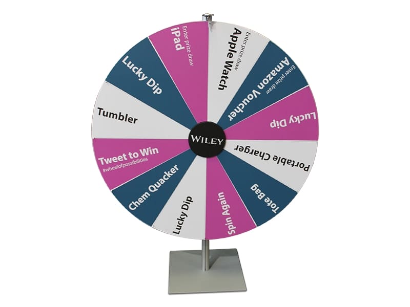 Prize wheel 1.5m high with customised 1200mm diameter wheel - Displays2Go