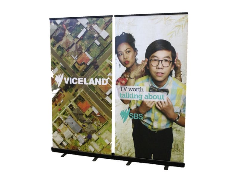 Recycled pull-up banner stands are available in all sorts of colours, shapes and sizes - Displays2Go