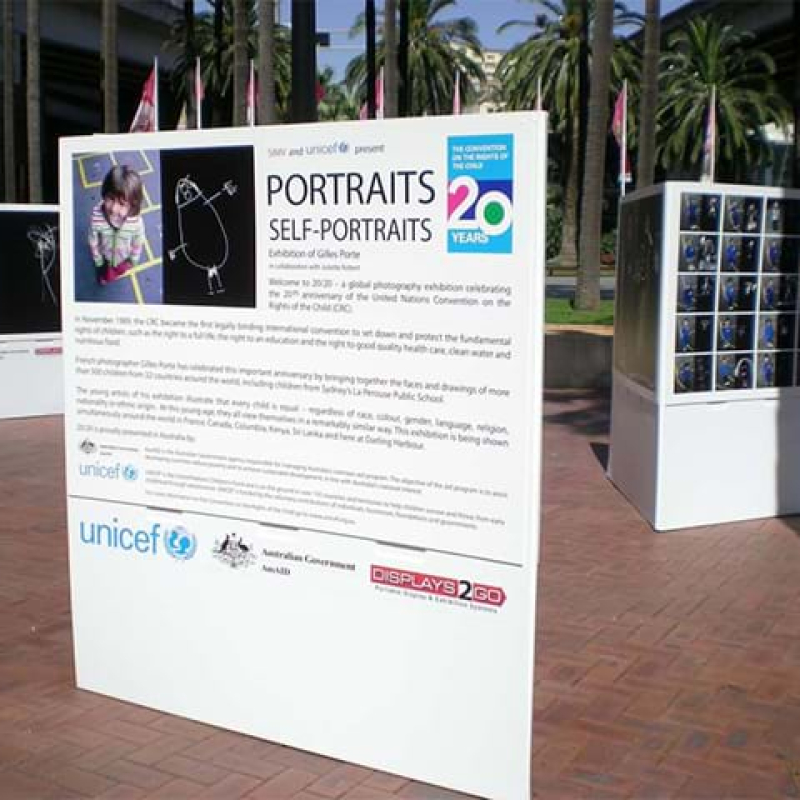 Unicef outdoor signage in Darling Harbour - Displays2Go.com.au
