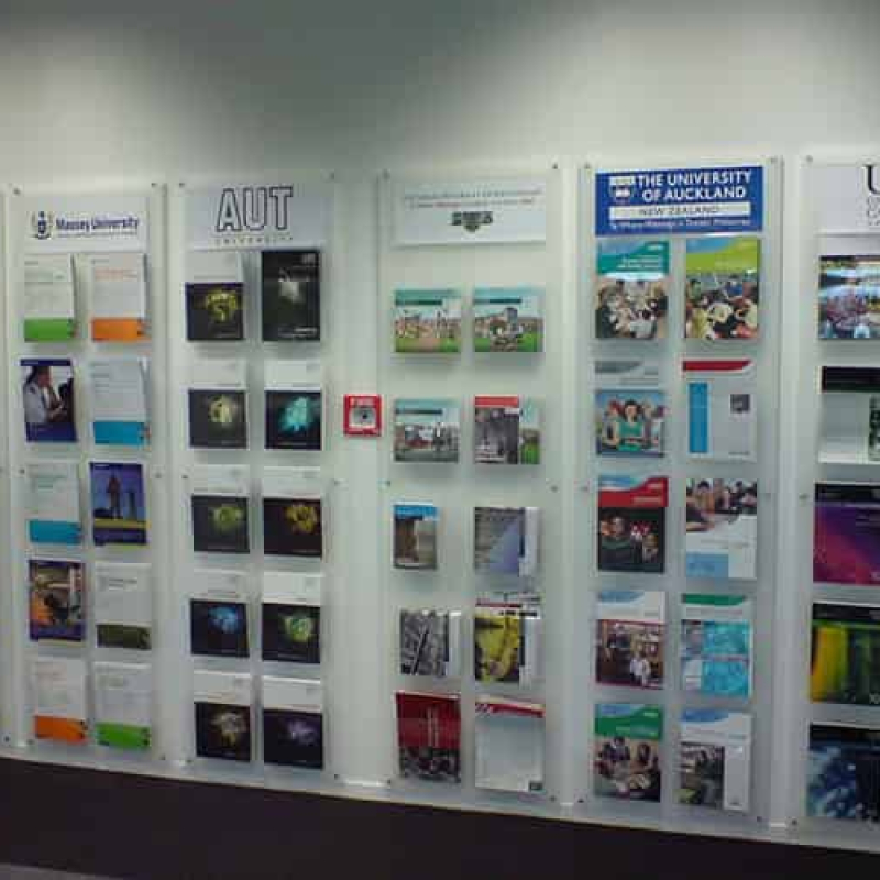 Customised-magazine-and-brochure-display-wall - Displays2Go.com.au
