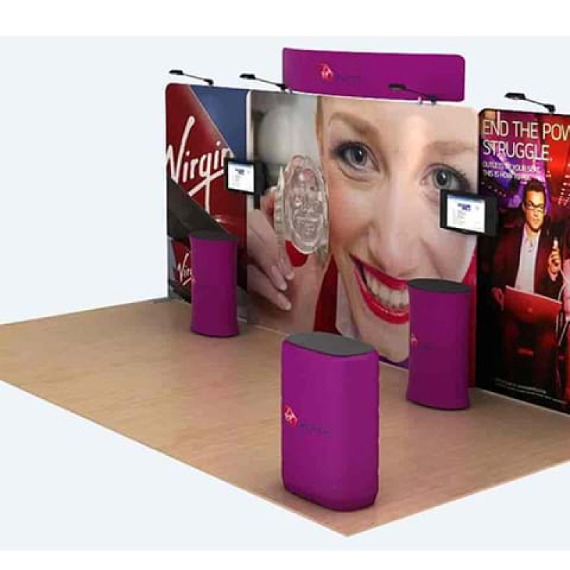 Backdrop stand for a 6 metre booth