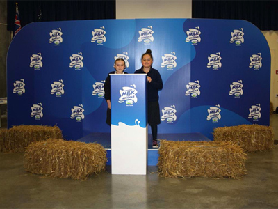 Country Themed Display; Plinth, Branded Wall and Hay Bales