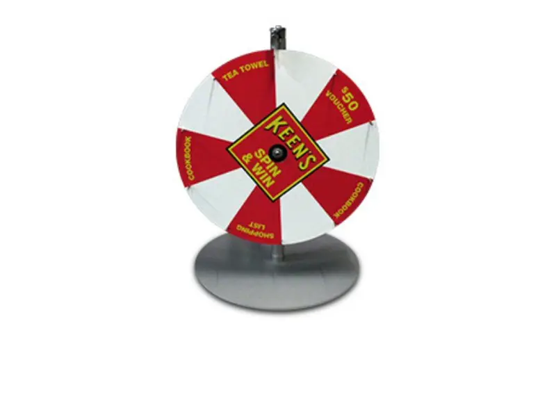 Standard prize wheel design with 10 segments and permanent graphics