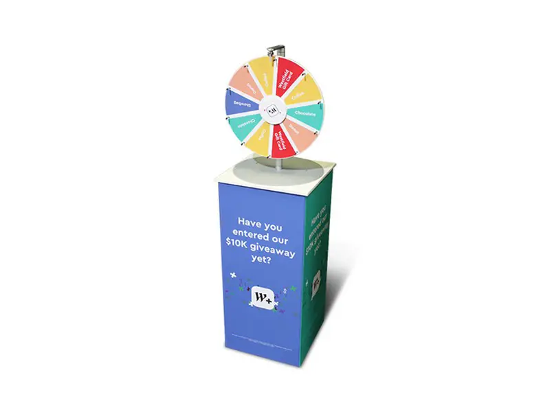 Standard prize wheel design with 10 segments and permanent graphics