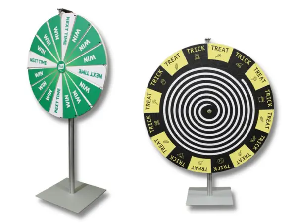 Floor standing prize wheels