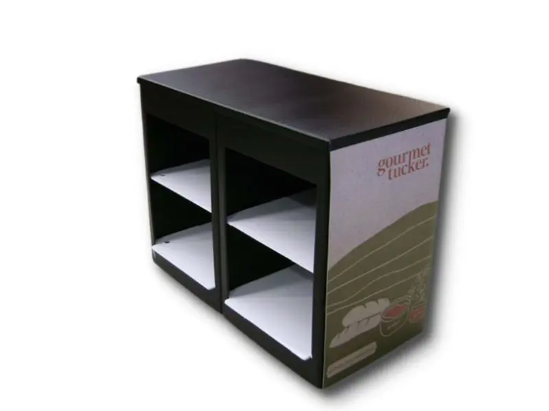  Rear view of table showing optional extra pair of shelves 