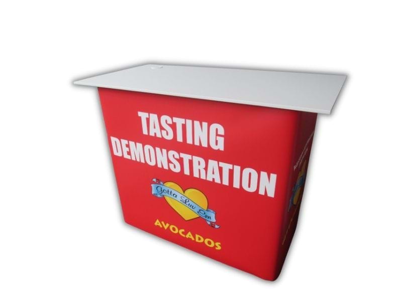 Most popular: white table top and interchangeable graphic wrap