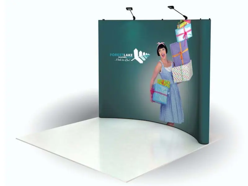 2.5 metre wide pop-up exhibition stand with lights