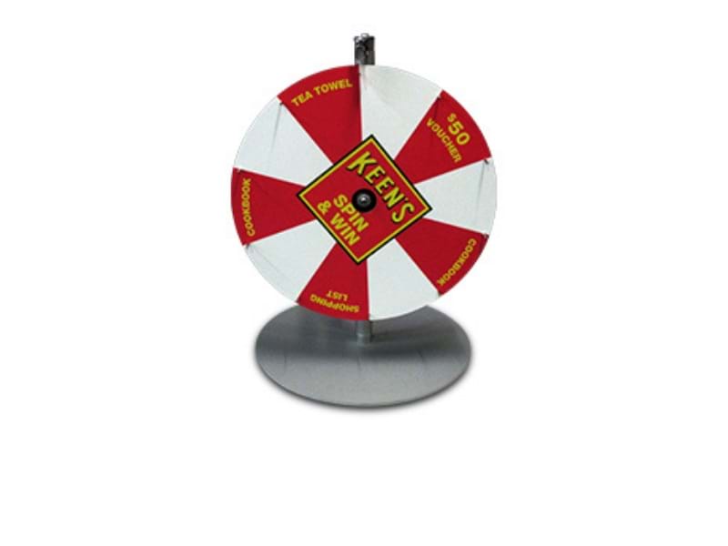 Standard prize wheel design with 10 segments and permanent graphics