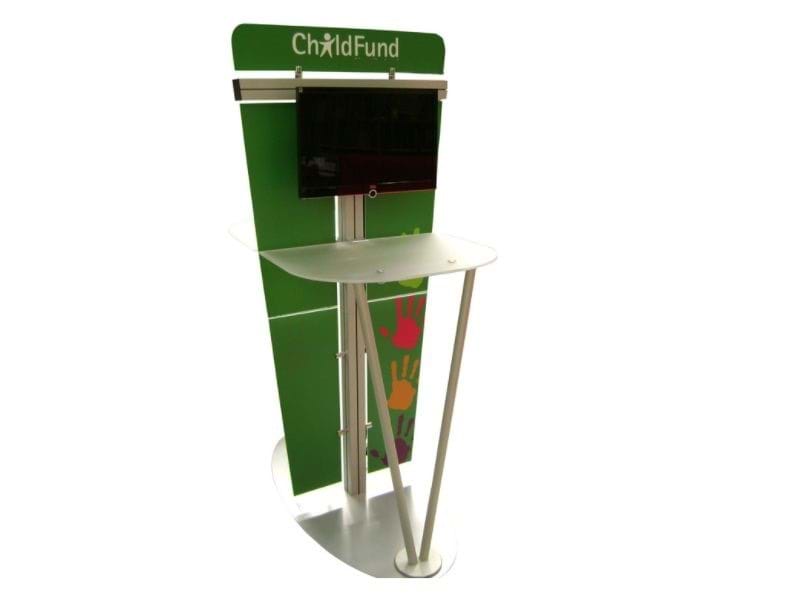 Kiosk with TV and work surface