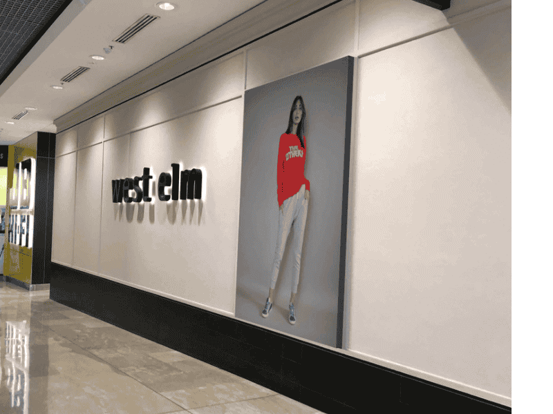 Wall-mounted shopping mall graphic