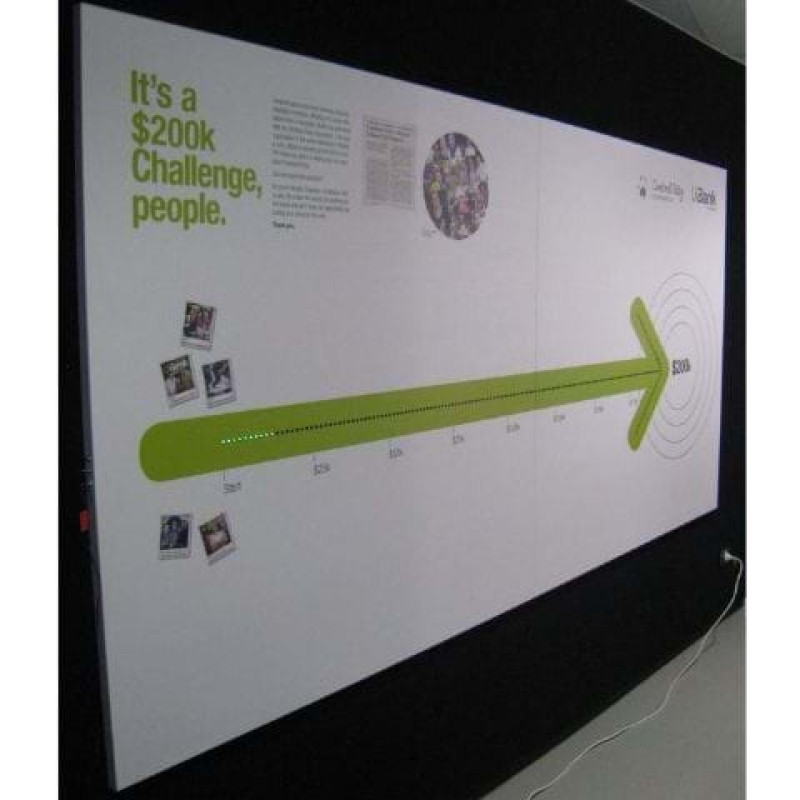 Display banner with user-controlled LED lighting bulbs allows you to track progress towards a target.