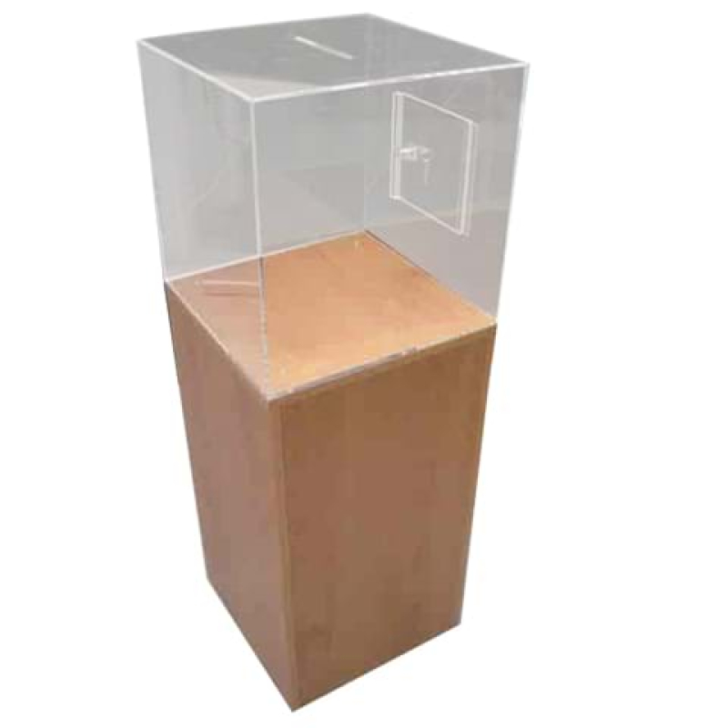 Clear cube case on top of entry box