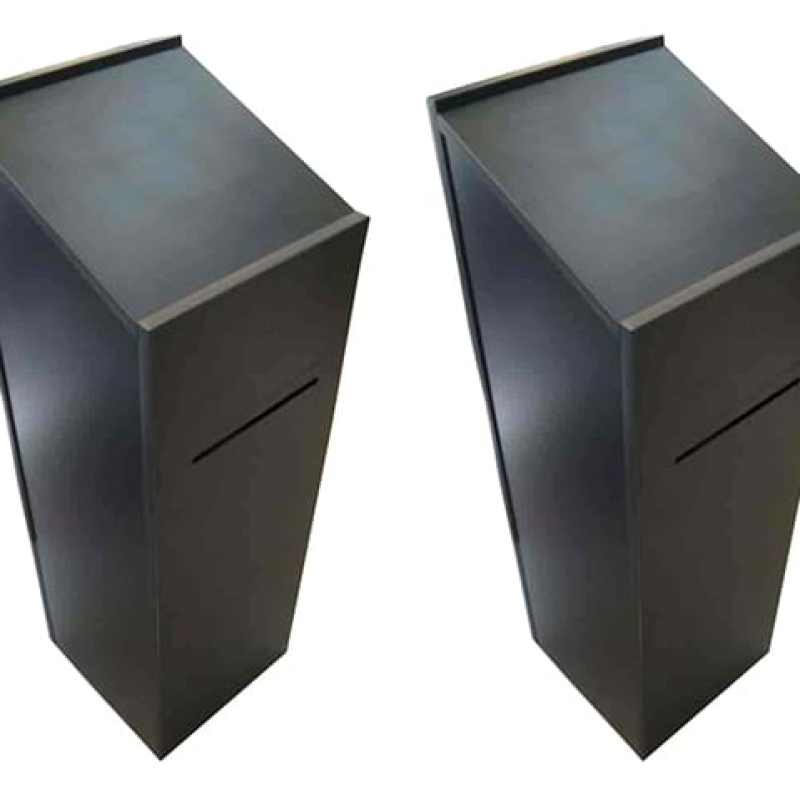 Suggestion box with locking door at rear