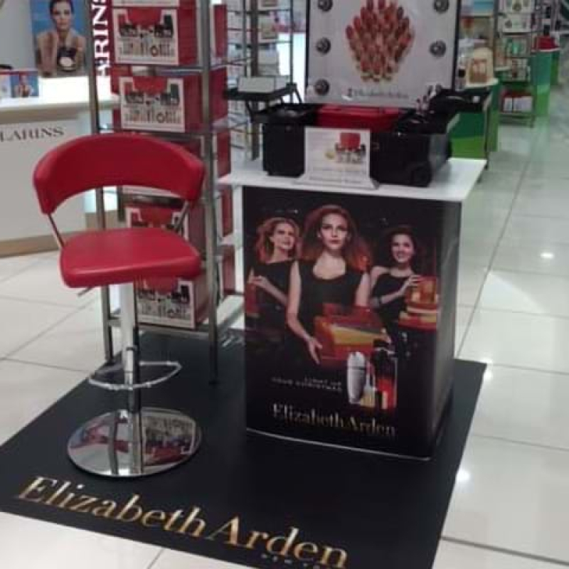 Presenter table at the cosmetics counter in Myer
