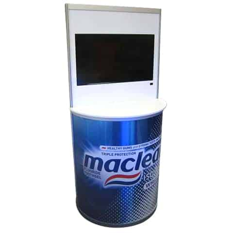 Curved counter with tv