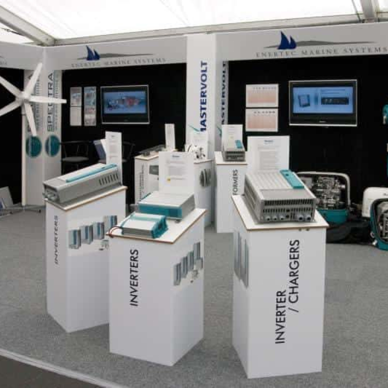 Display plinths used in exhibition booth