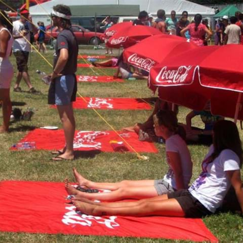 Festival mats and umbrellas