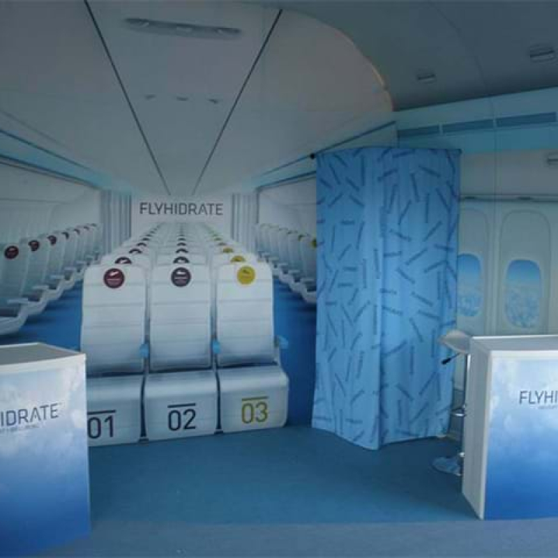 We built an entire display to replicate the inside of a plane cabin