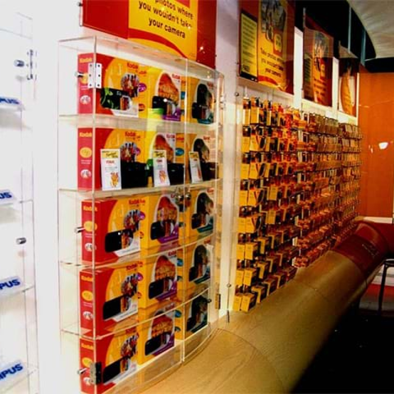 Display shelves in retail store