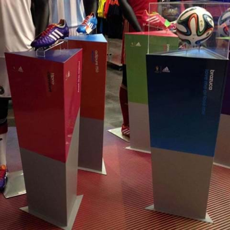 Customised triangular stands for sports store display