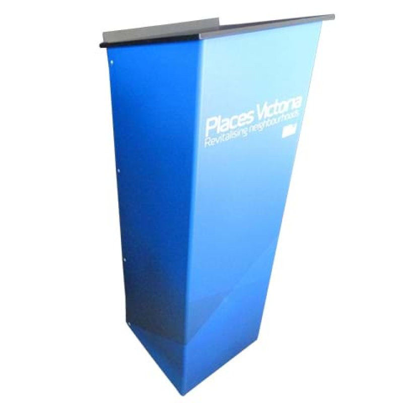 Portable lectern with graphics